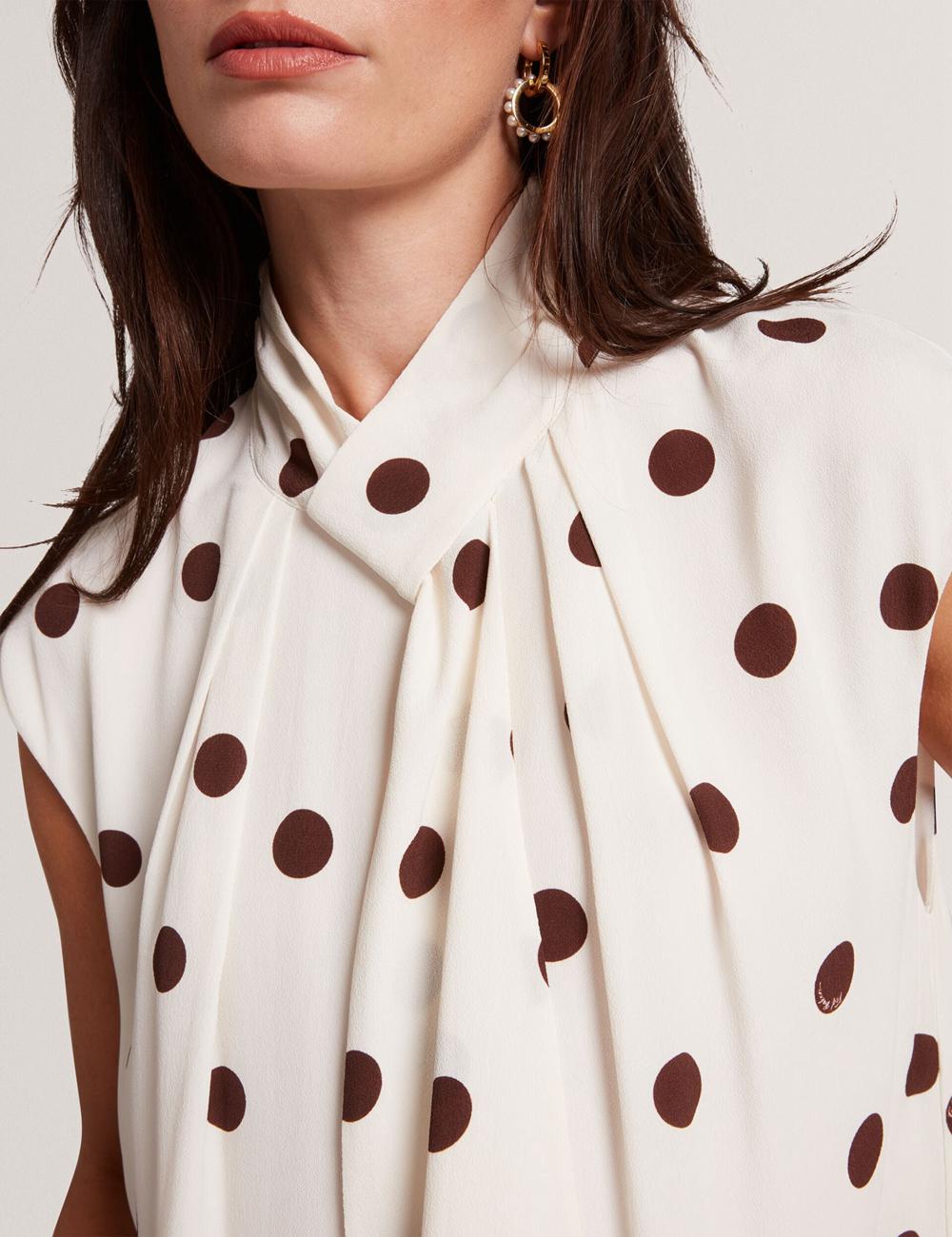 Ivory Ted Baker JUTUVA - Polka Dot Neck Shift Women Mini Dresses | Canada  WCA-924670