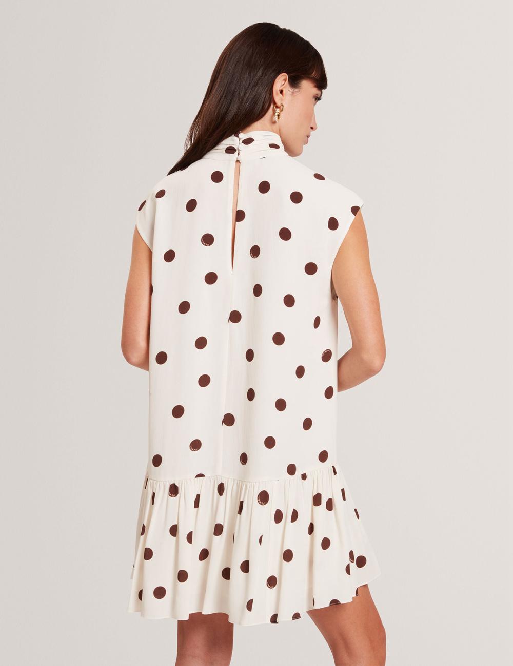 Ivory Ted Baker JUTUVA - Polka Dot Neck Shift Women Mini Dresses | Canada  WCA-924670
