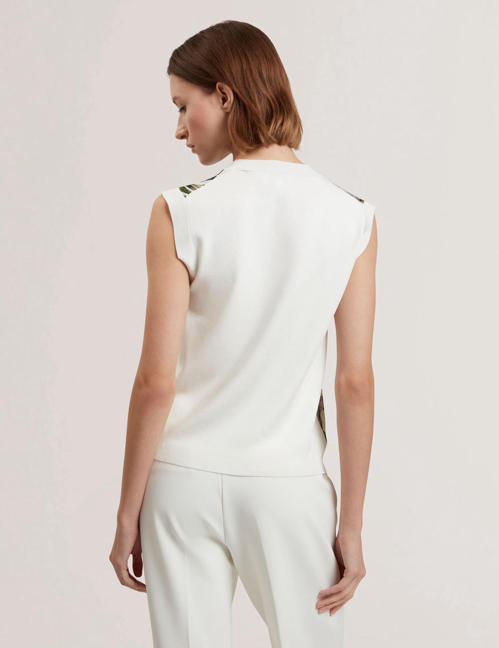 Ivory Ted Baker LIILEA - Floral Print Front Boxy Knitted Women Tops | Canada  NQL-213709