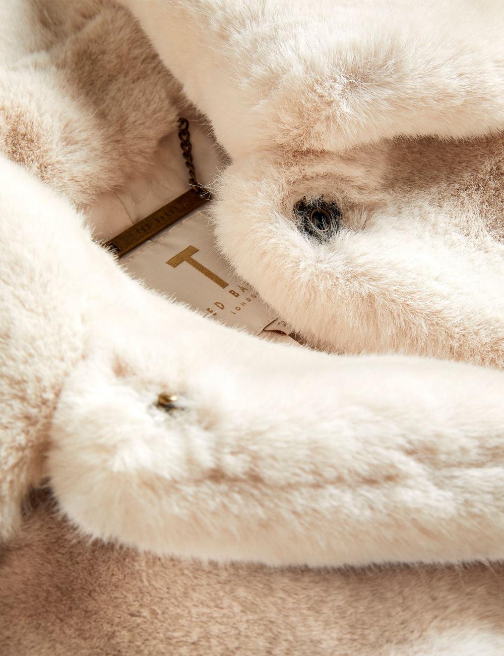 Ivory Ted Baker LILIAM - Faux Fur Collared Short Coat Women Jackets | Canada  PJB-814073