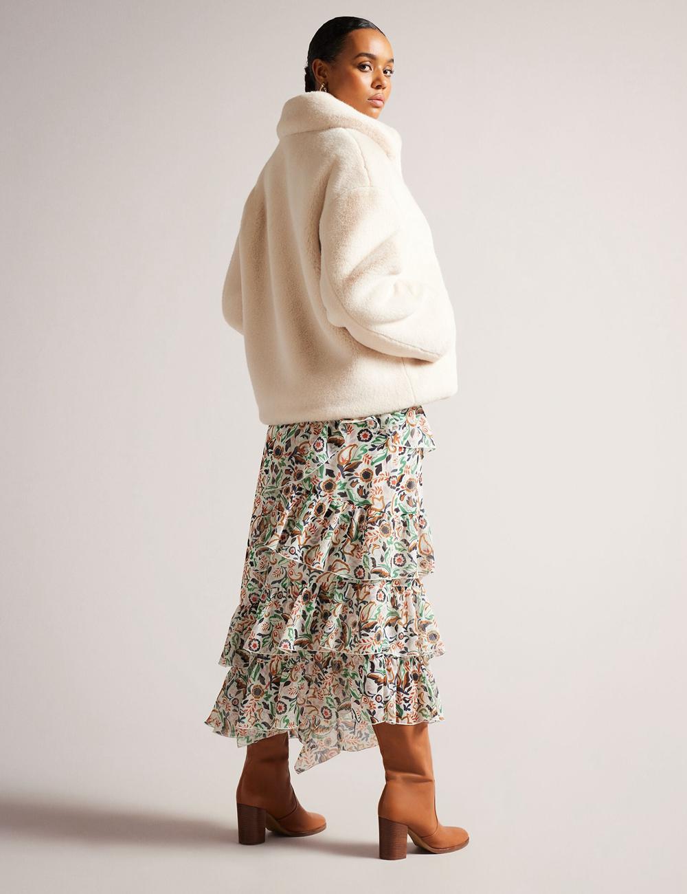 Ivory Ted Baker LILIAM - Faux Fur Collared Short Coat Women Jackets | Canada  PJB-814073