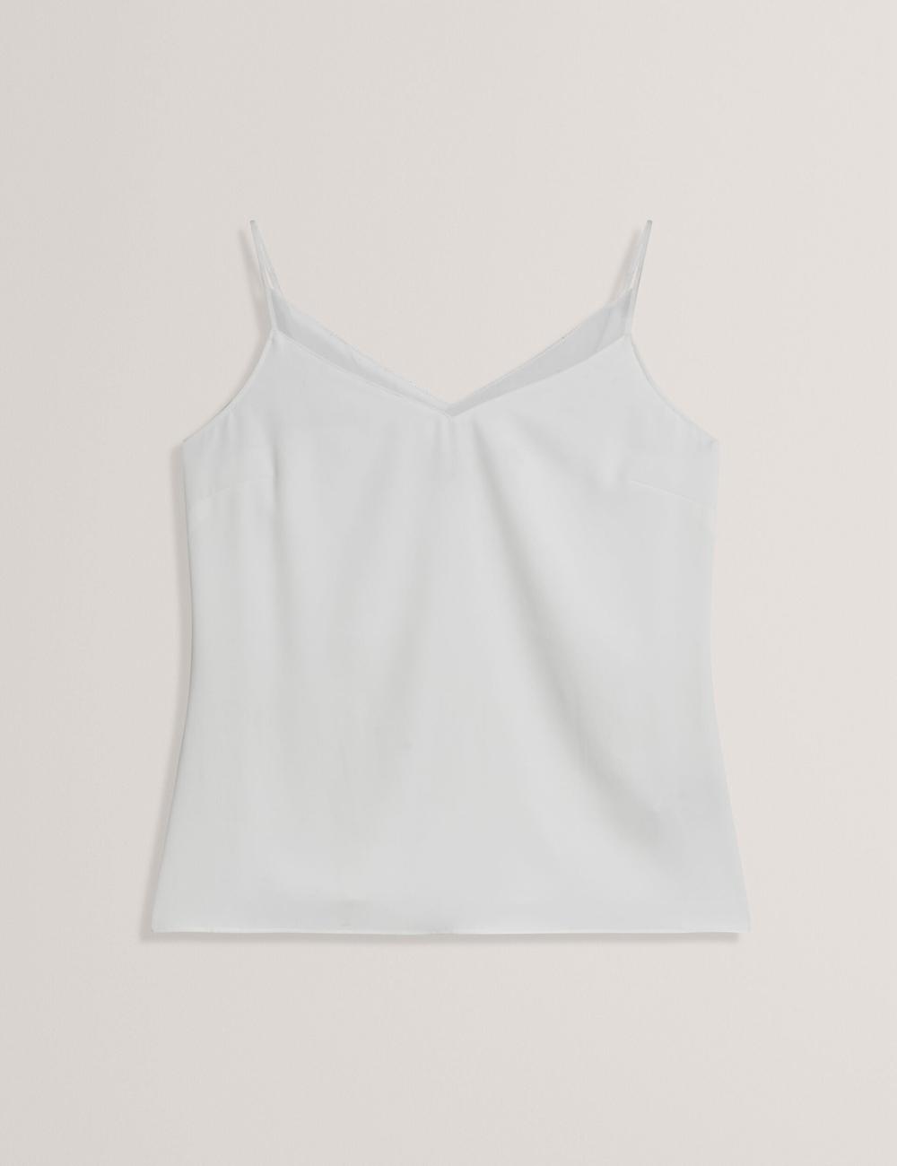 Ivory Ted Baker LULEA - Chiffon Detail V-Neck Strappy Cami Women Tops | Canada  NTO-621039