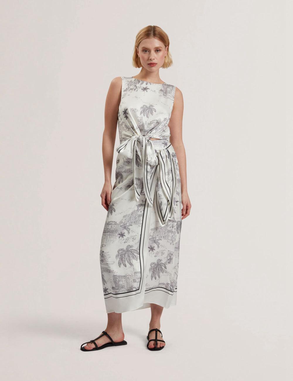 Ivory Ted Baker MELVA - Printed Detail Wrap Women Midi Skirts | Canada  FHE-970831
