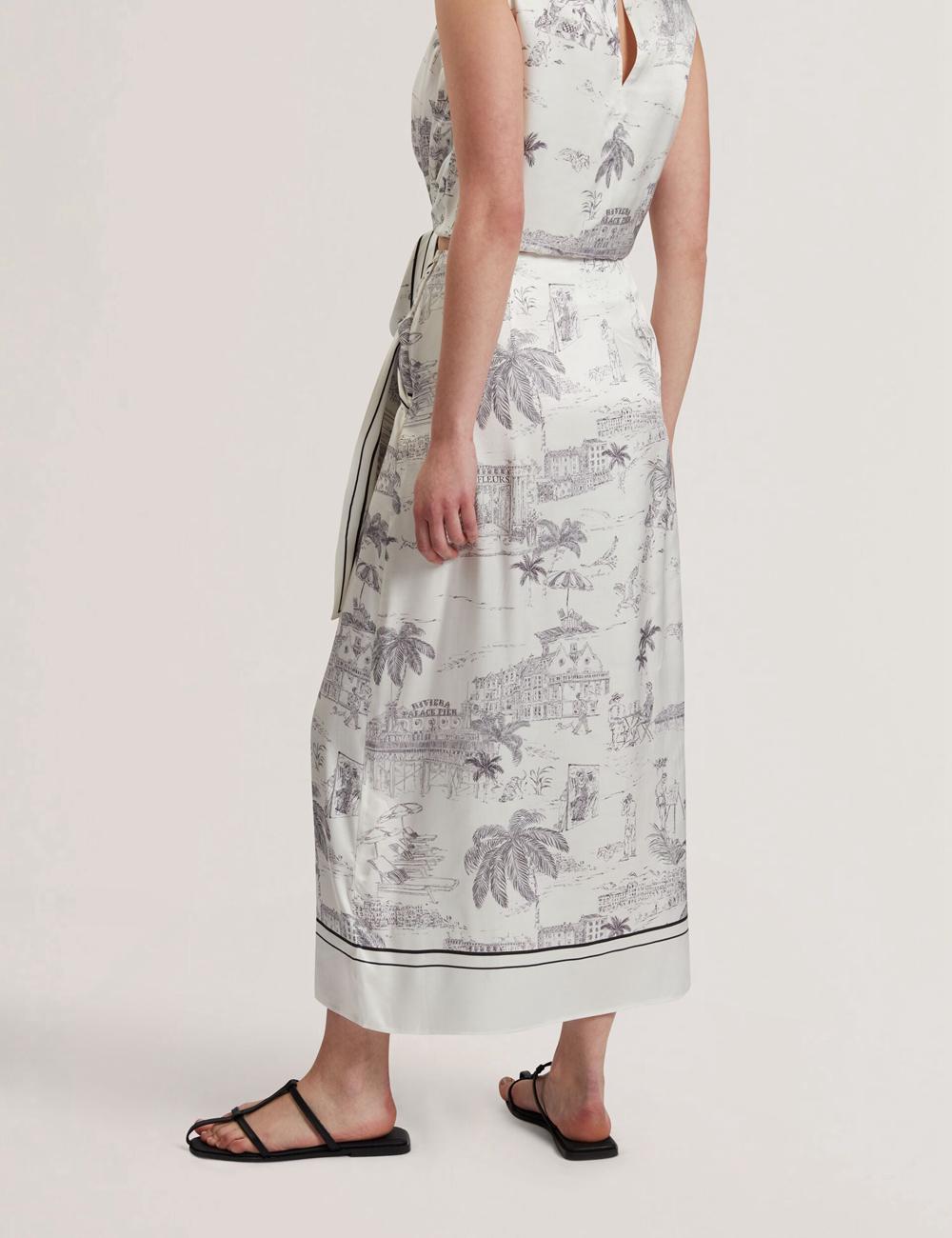 Ivory Ted Baker MELVA - Printed Detail Wrap Women Midi Skirts | Canada  FHE-970831