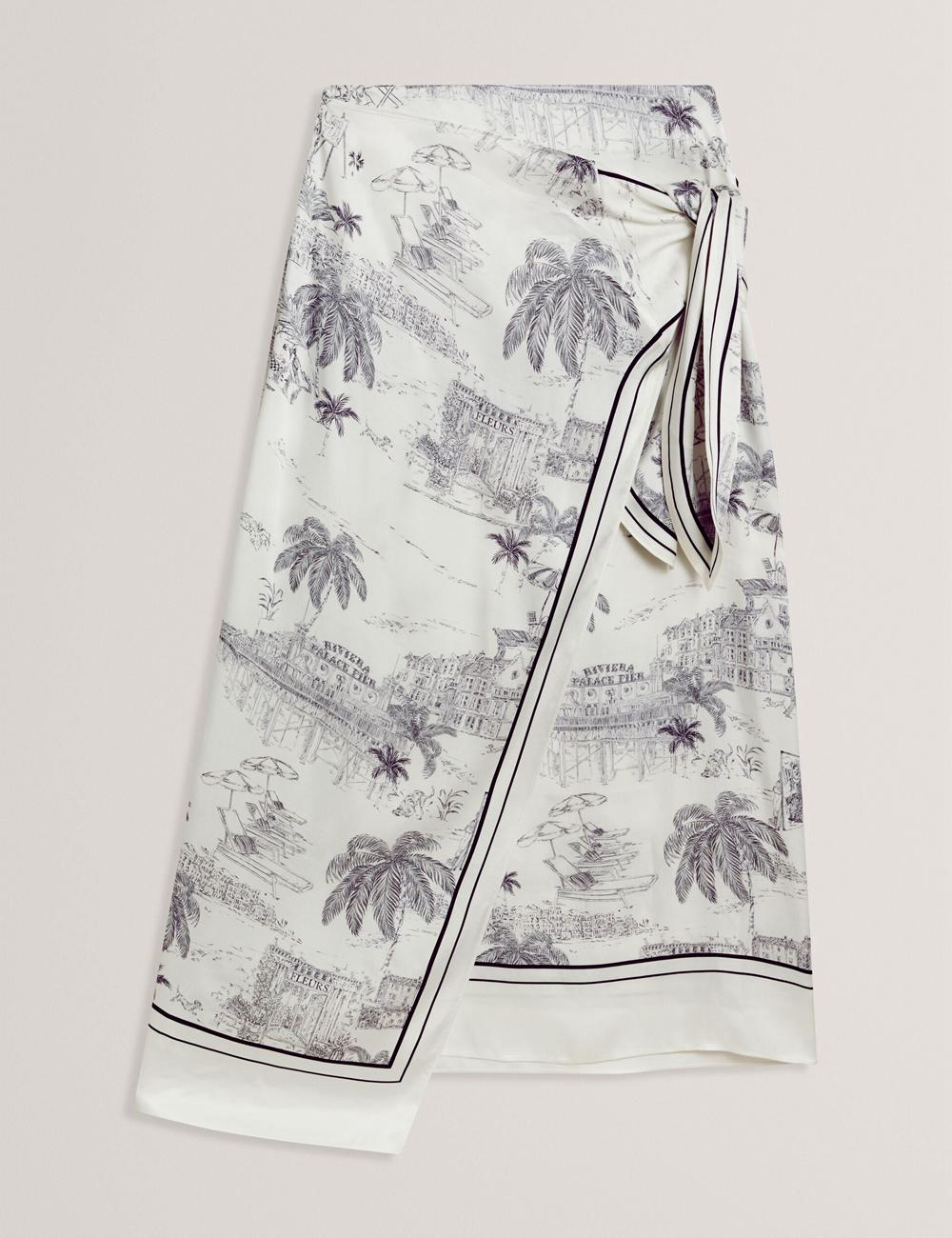 Ivory Ted Baker MELVA - Printed Detail Wrap Women Midi Skirts | Canada  FHE-970831
