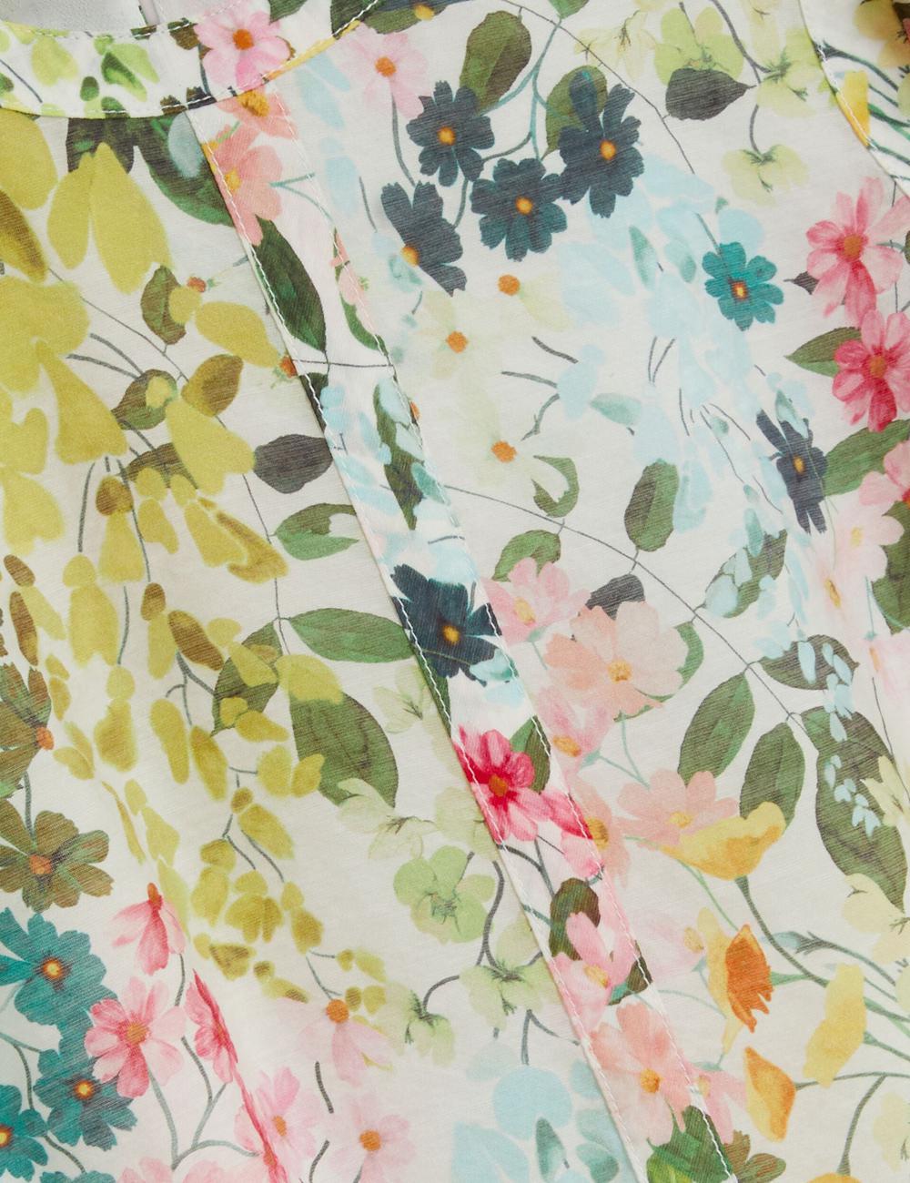 Ivory Ted Baker MICHA - Floral Binding Detail Puffed Sleeve Women Blouses | Canada  KPL-306714