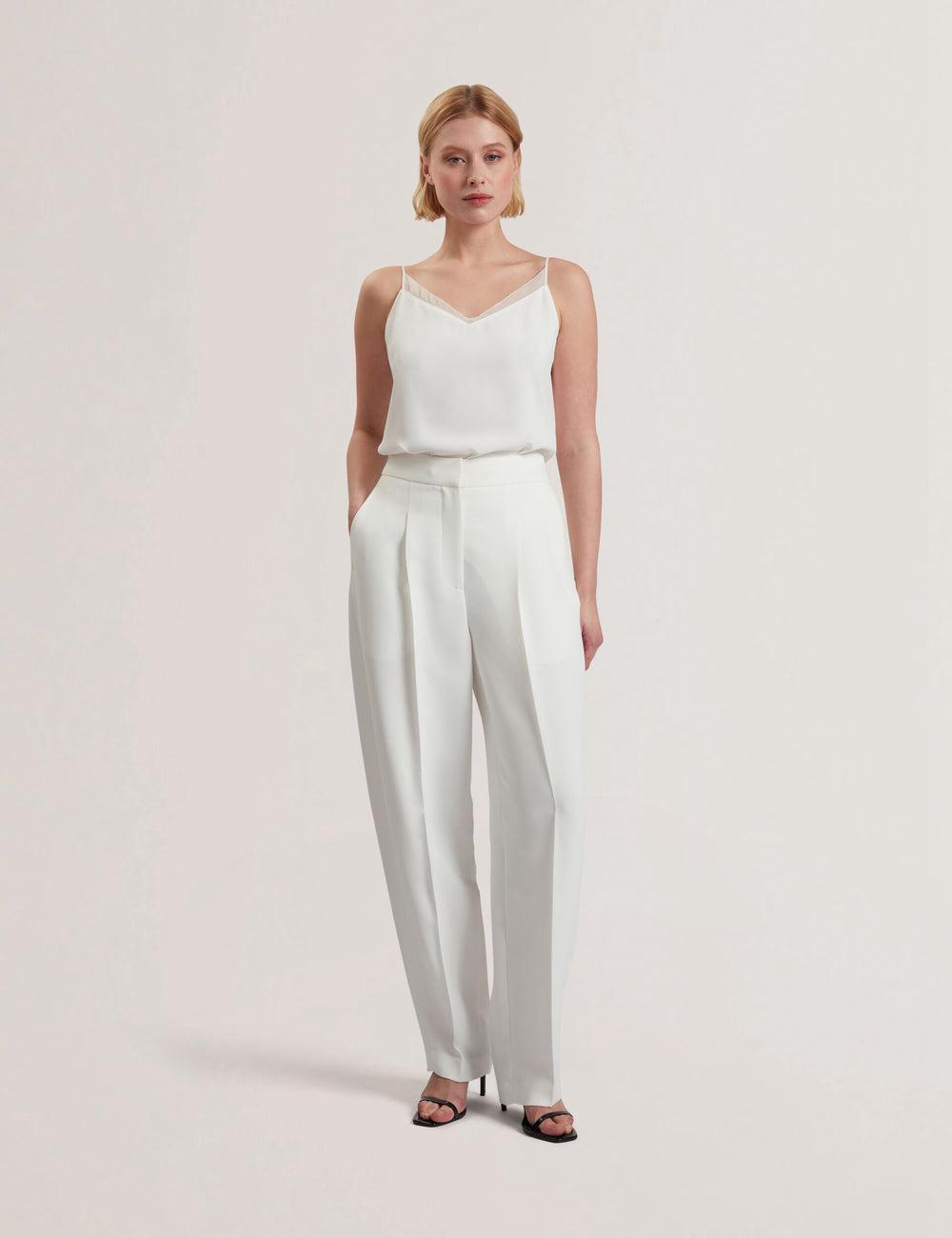 Ivory Ted Baker MORRIAT - Barrel Leg Woven Tailored Women Trousers | Canada  OFL-197648