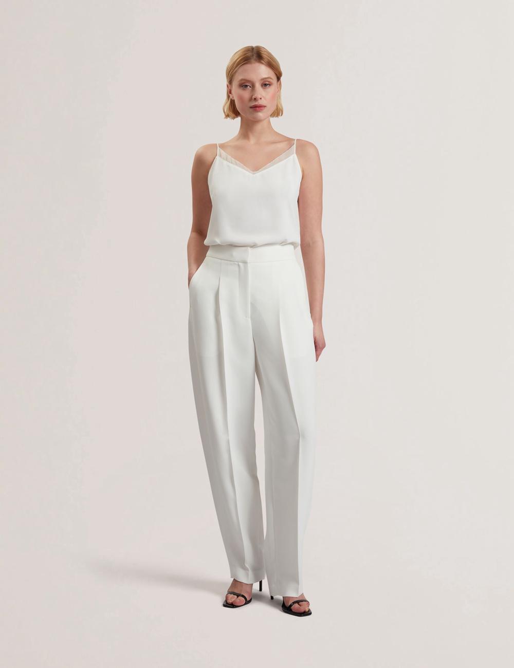 Ivory Ted Baker MORRIAT - Barrel Leg Woven Tailored Women Trousers | Canada  OFL-197648