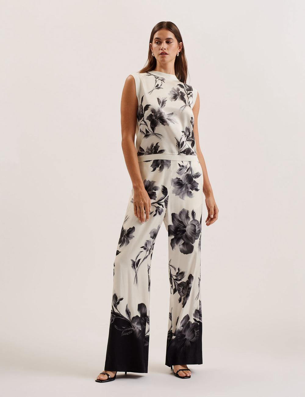 Ivory Ted Baker PERLOMA - Printed Woven Front Knitted Women Tank Tops | Canada  ENO-348175