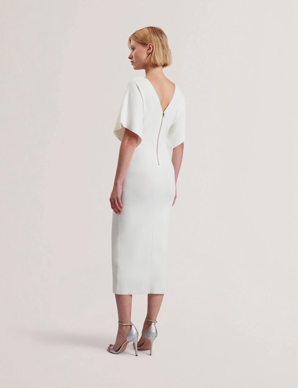 Ivory Ted Baker REBEXXA - Wide Sleeve Knitted Bodycon Women Midi Dresses | Canada  YPV-652813