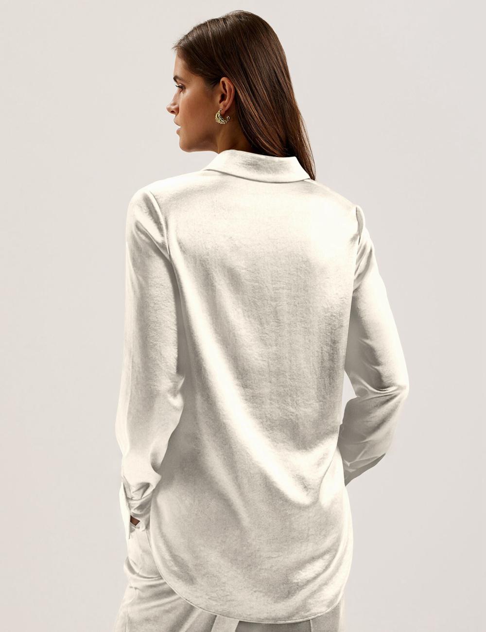 Ivory Ted Baker SONORA - Satin Longline Covered Placket Women Formal Shirts | Canada  GNY-970186