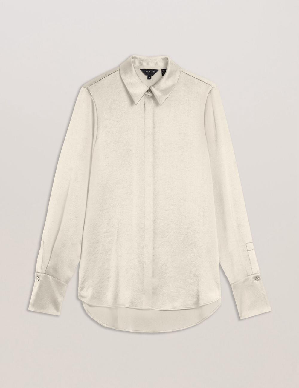 Ivory Ted Baker SONORA - Satin Longline Covered Placket Women Formal Shirts | Canada  GNY-970186