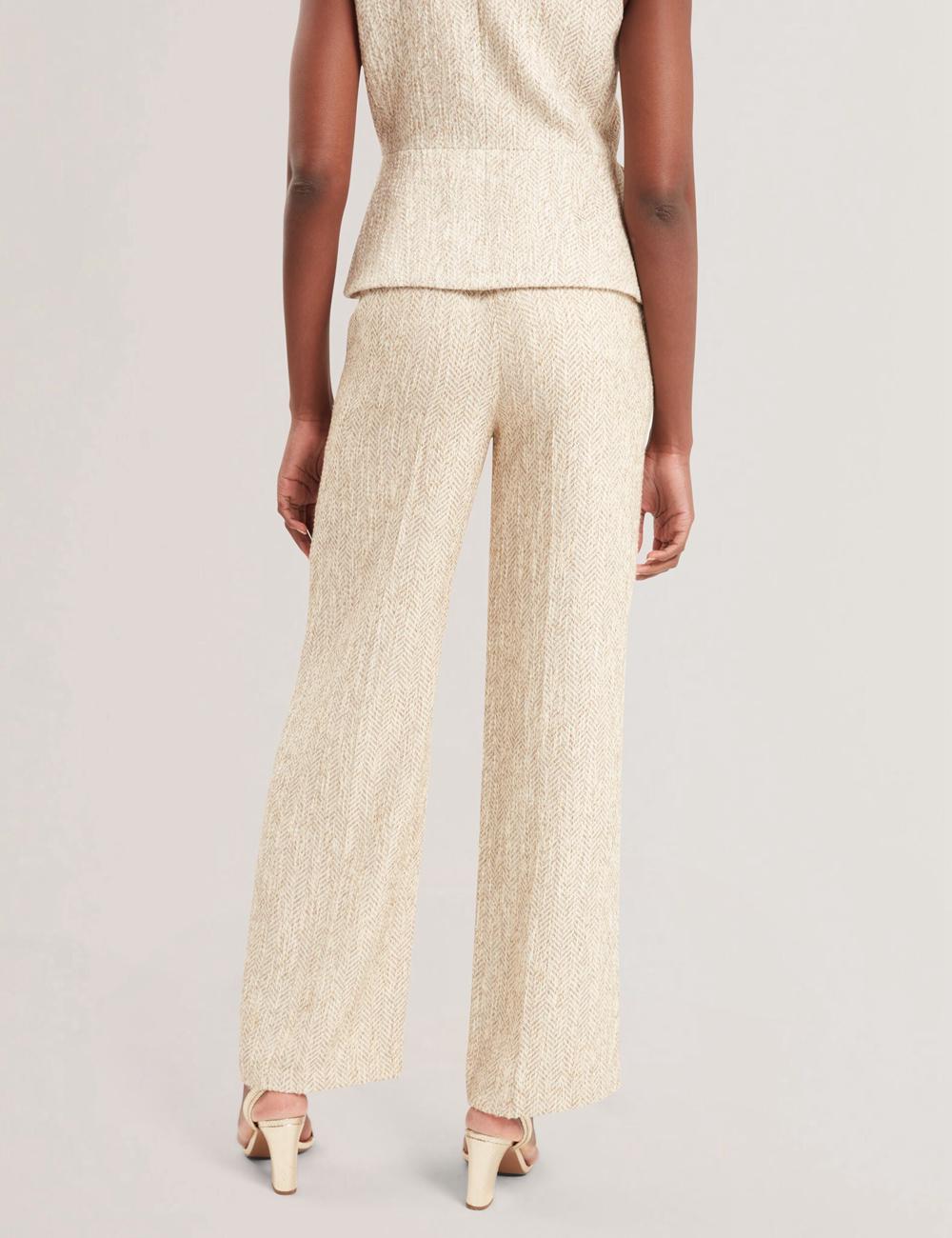 Ivory Ted Baker VULPAT - Boucle Herringbone Wide Leg Tailored Women Trousers | Canada  GXE-389576