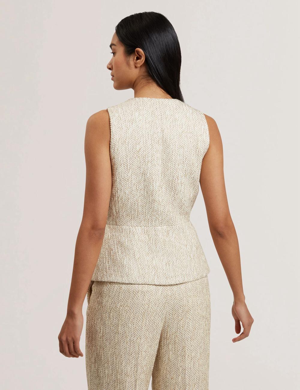 Ivory Ted Baker VULPAW - Boucle Herringbone Fitted Women Suit Waistcoat | Canada  BKR-158360