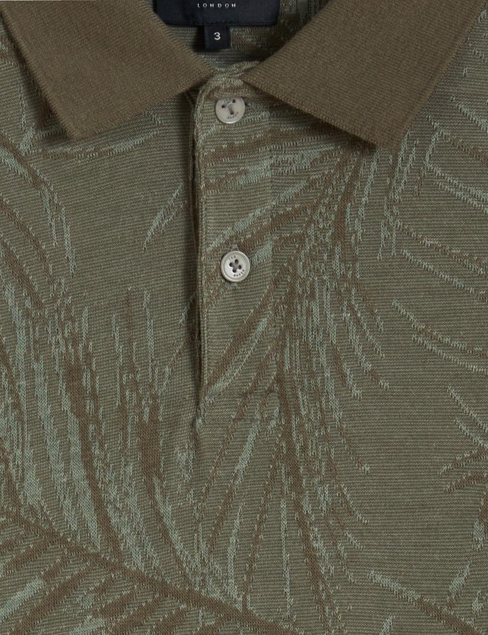 Khaki Ted Baker EDWINE - Leaf Print Short Sleeve Men Polos Shirts | Canada  UVO-208517