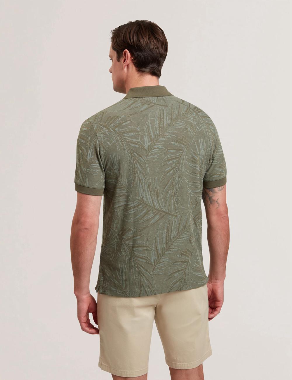Khaki Ted Baker EDWINE - Leaf Print Short Sleeve Men Polos Shirts | Canada  UVO-208517