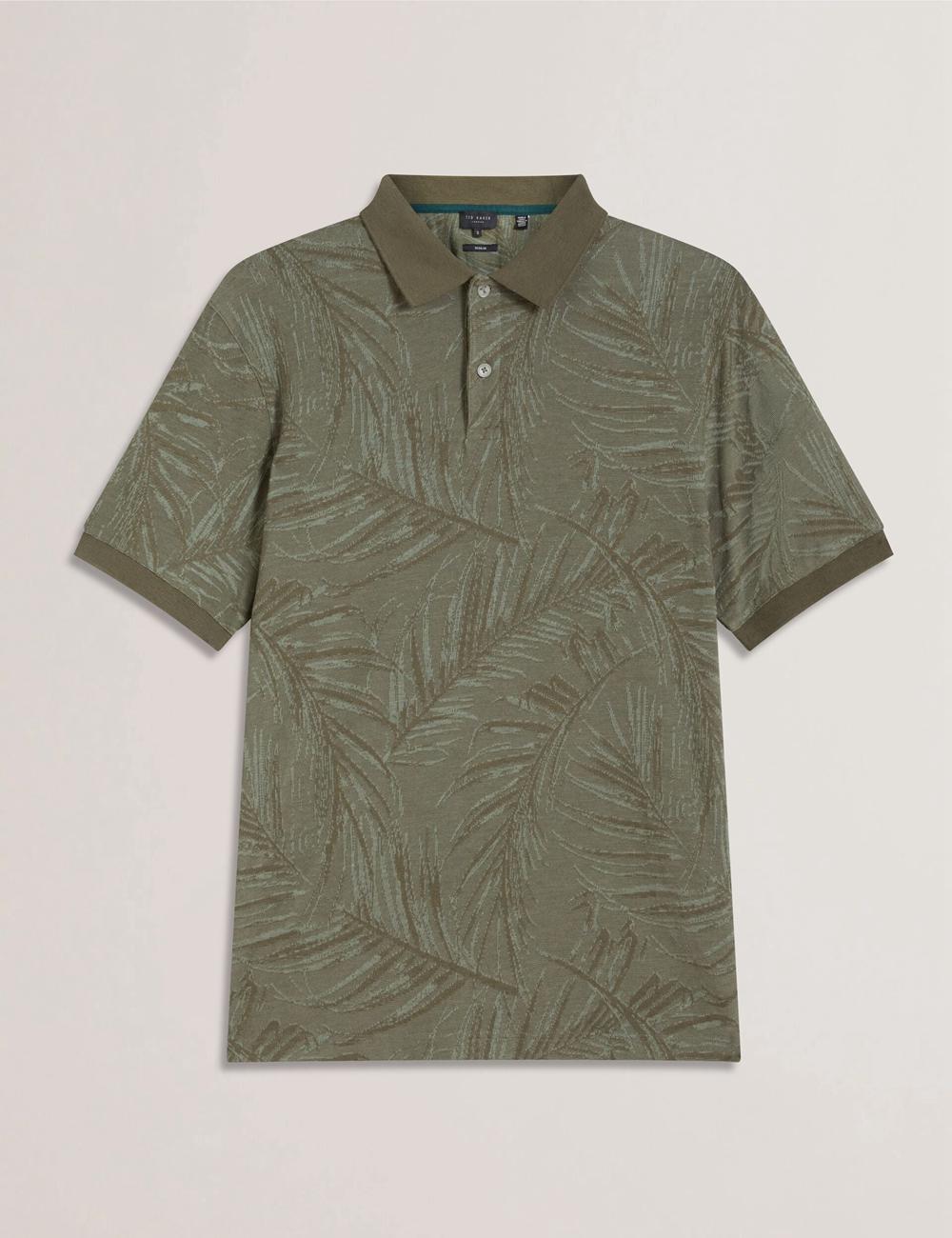 Khaki Ted Baker EDWINE - Leaf Print Short Sleeve Men Polos Shirts | Canada  UVO-208517