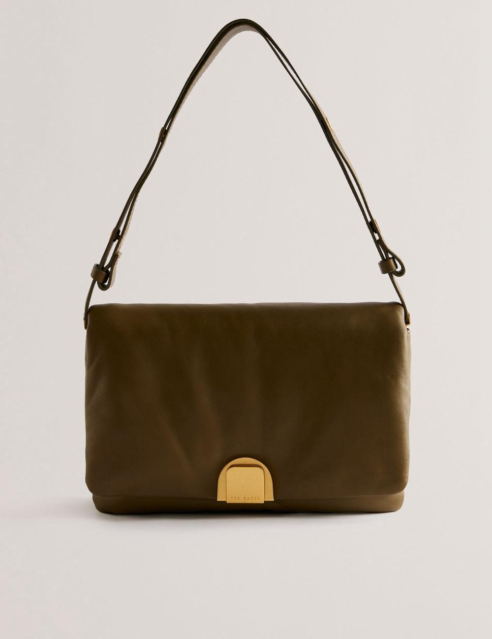 Khaki Ted Baker SAMILLI - Lock Detail Leather Puffy Women Shoulder Bags | Canada  LRN-582697