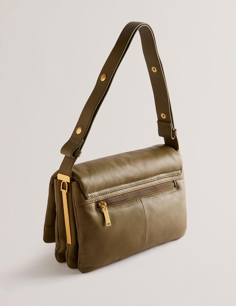 Khaki Ted Baker SAMILLI - Lock Detail Leather Puffy Women Shoulder Bags | Canada  LRN-582697