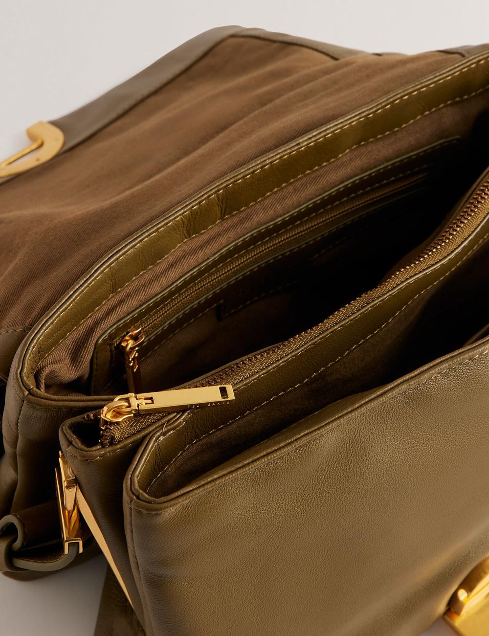 Khaki Ted Baker SAMILLI - Lock Detail Leather Puffy Women Shoulder Bags | Canada  LRN-582697