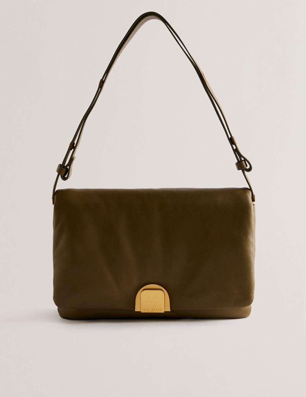 Khaki Ted Baker SAMILLI - Lock Detail Leather Puffy Women Shoulder Bags | Canada  LRN-582697