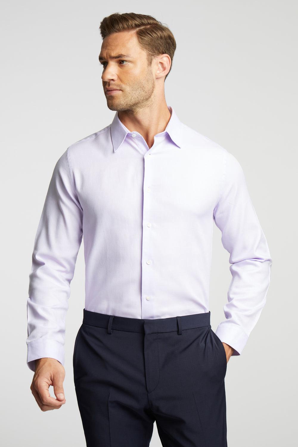 Lilac Ted Baker DALTON - Dobby Textured Cotton Slim Fit Men Formal Shirts | Canada  MRW-318760