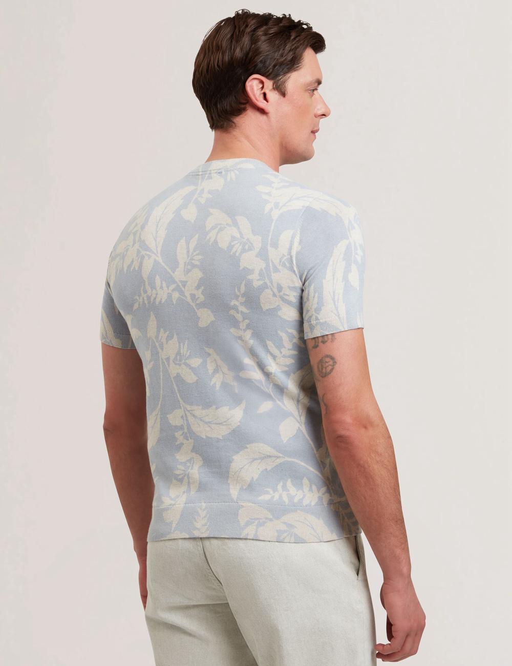 Lt-Blue Ted Baker DENNIO - Short Sleeve Printed Floral Men T-Shirts | Canada  BLS-698403
