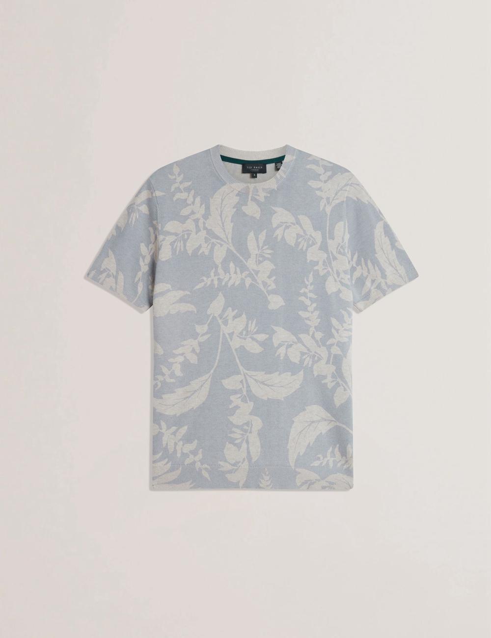 Lt-Blue Ted Baker DENNIO - Short Sleeve Printed Floral Men T-Shirts | Canada  BLS-698403