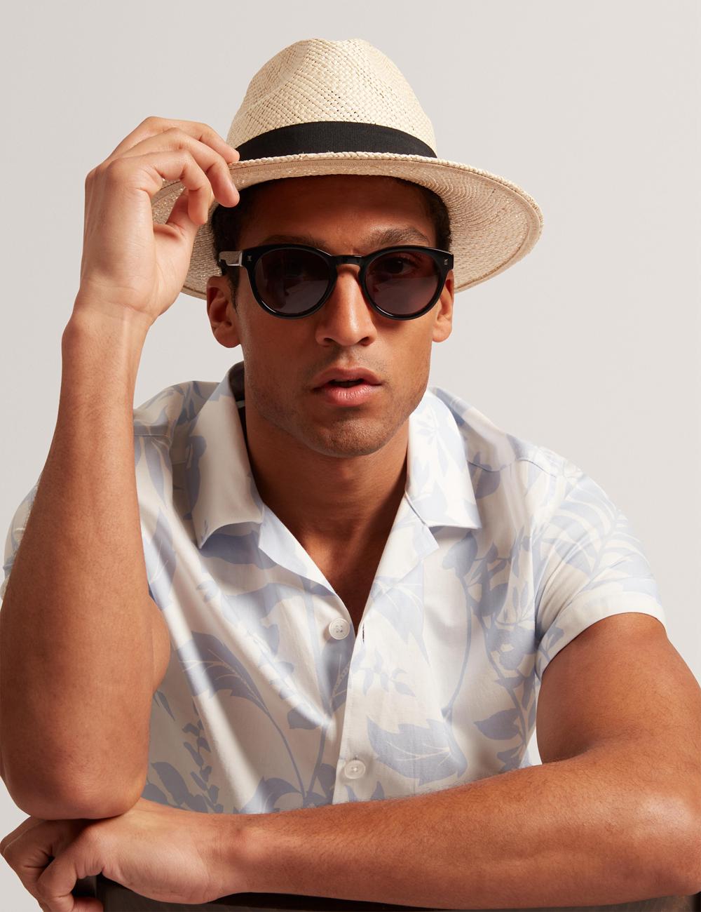 Lt-Blue Ted Baker KITS - Short Sleeve Relaxed Floral Print Men Casual Shirts | Canada  GZH-670341