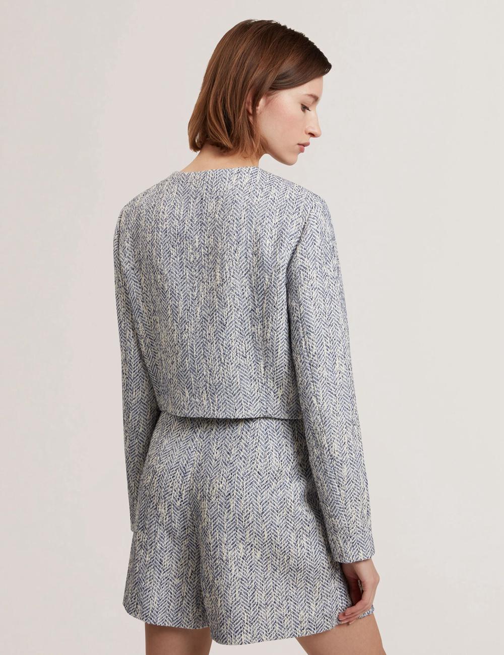 Lt-Blue Ted Baker VULPA - Boucle Button-Up Cropped Tailored Women Jackets | Canada  HNM-598312