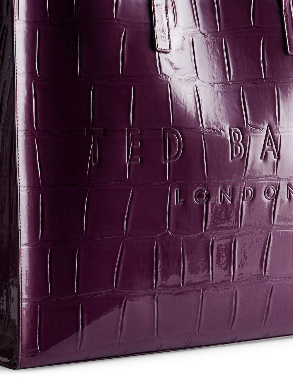 Maroon Ted Baker ALLICON - Wide Croc Effect Icon Women Tote Bags | Canada  WXO-471852
