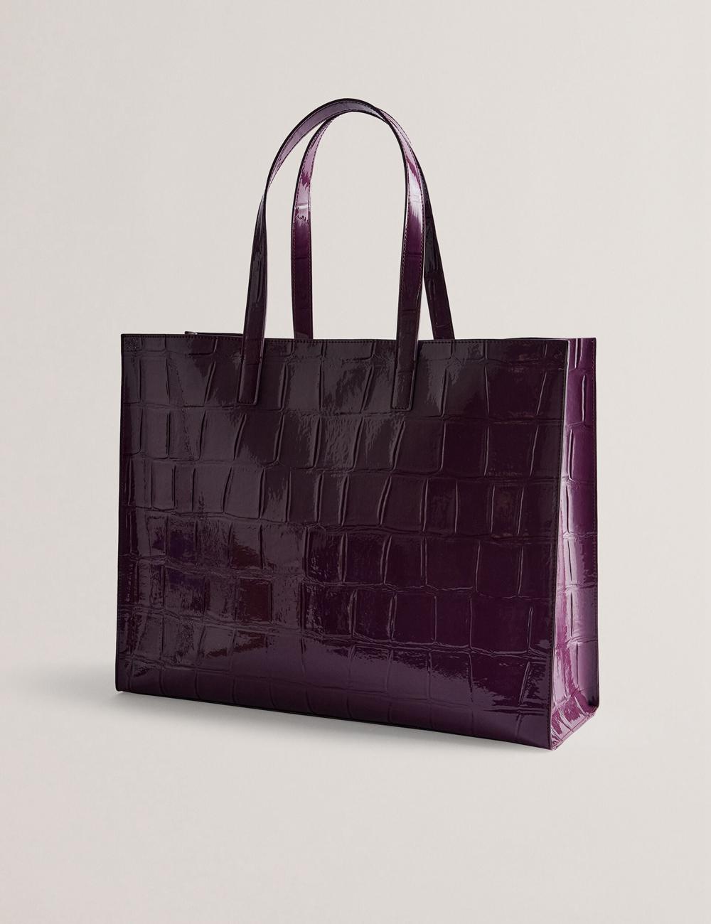 Maroon Ted Baker ALLICON - Wide Croc Effect Icon Women Tote Bags | Canada  WXO-471852