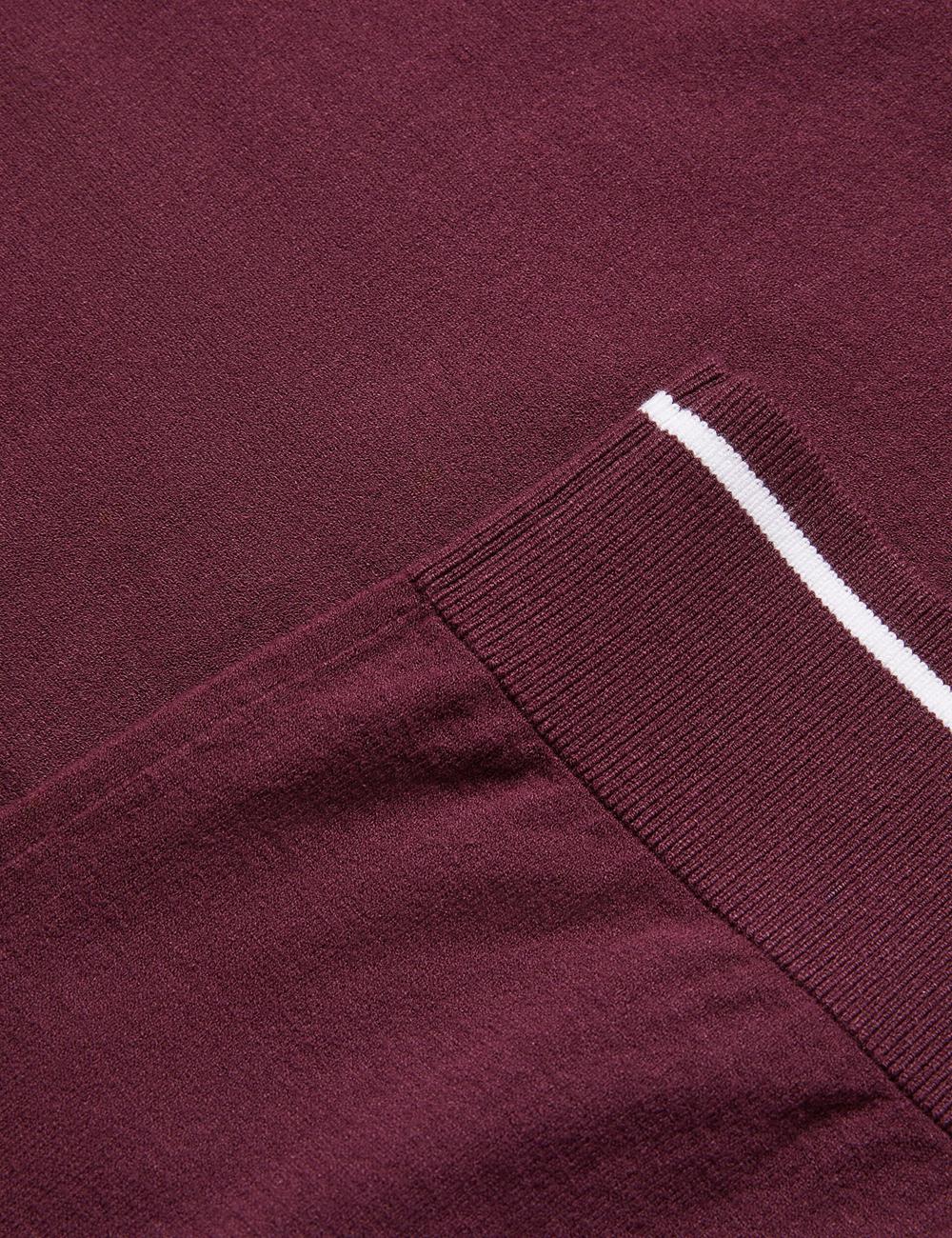 Maroon Ted Baker DUNOW - Pointelle Detail Striped Trim Men Polos Shirts | Canada  ZCM-215746