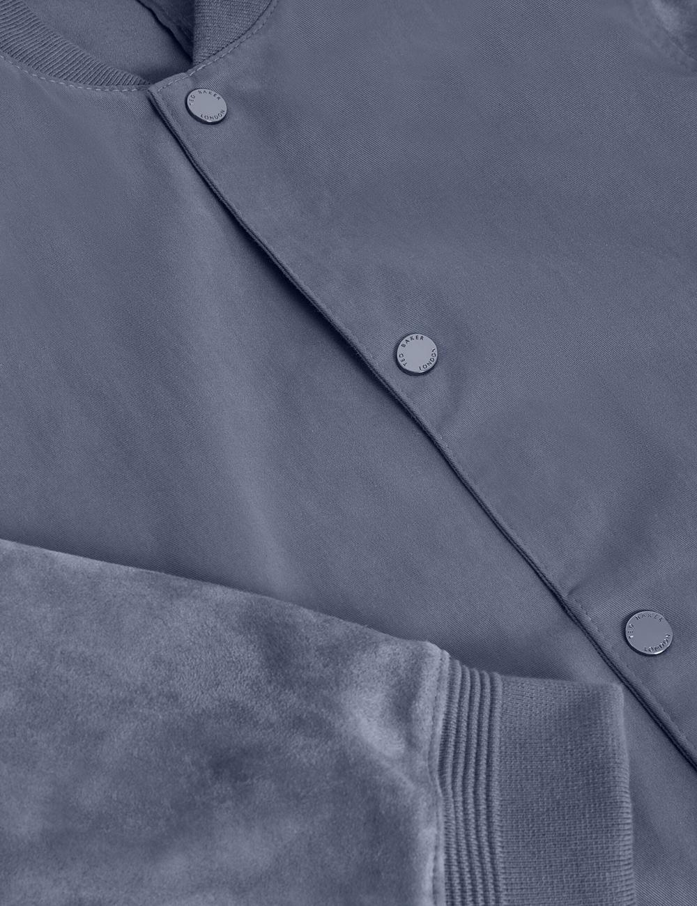 Mid-Blue Ted Baker LIAMS - Cotton Twill & Suede Bomber Men Jackets | Canada  PIZ-690827
