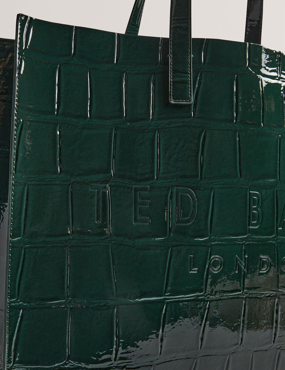 Mid-Green Ted Baker ALLICON - Patent Croc Effect Wide Women Tote Bags | Canada  ZTJ-027615