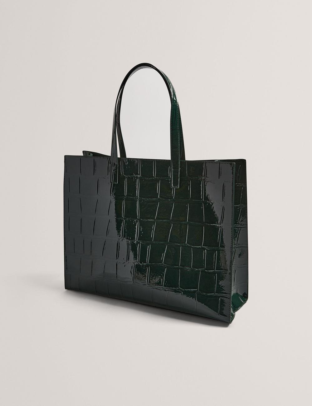 Mid-Green Ted Baker ALLICON - Patent Croc Effect Wide Women Tote Bags | Canada  ZTJ-027615