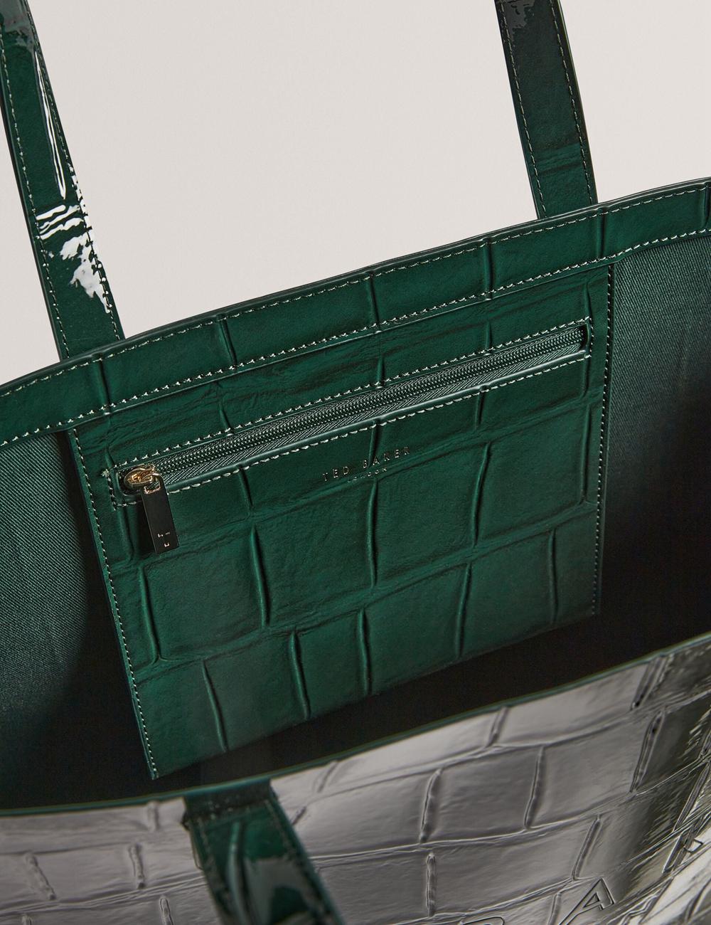 Mid-Green Ted Baker ALLICON - Patent Croc Effect Wide Women Tote Bags | Canada  ZTJ-027615