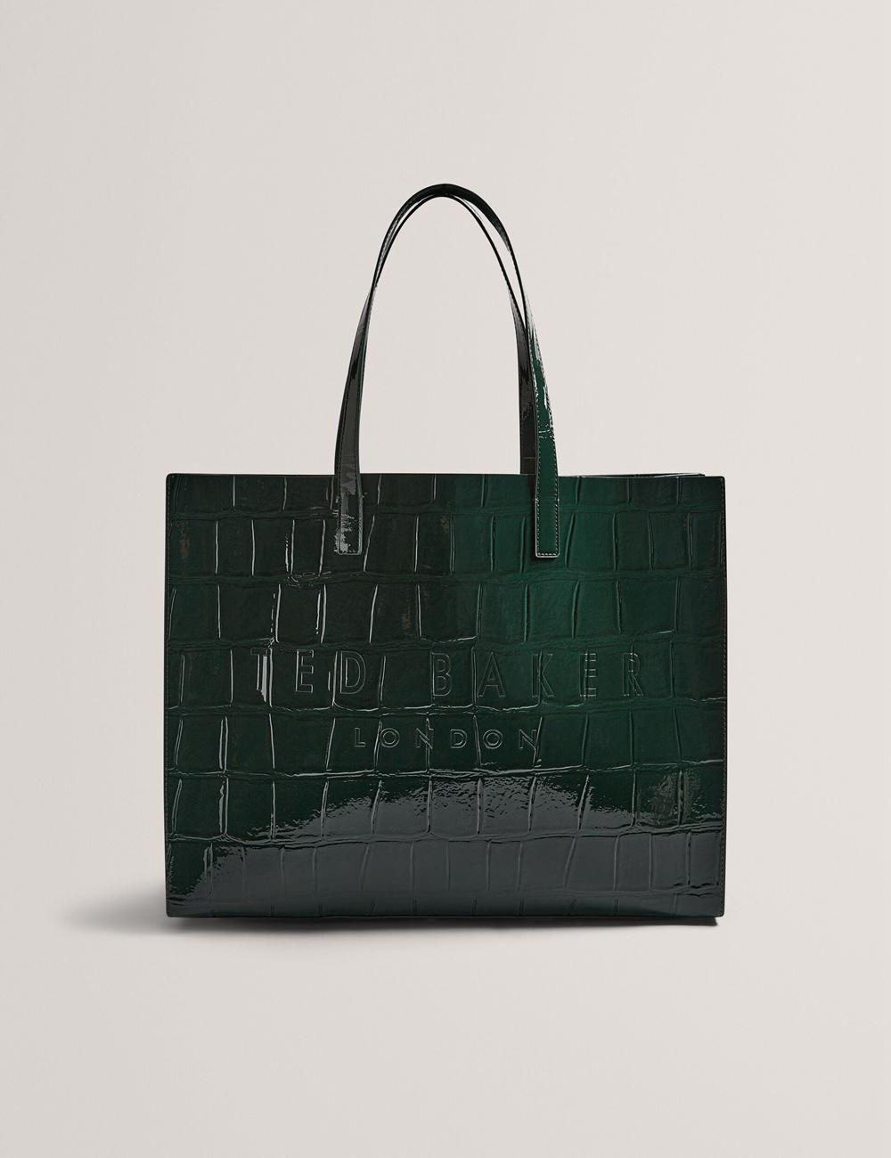 Mid-Green Ted Baker ALLICON - Patent Croc Effect Wide Women Tote Bags | Canada  ZTJ-027615