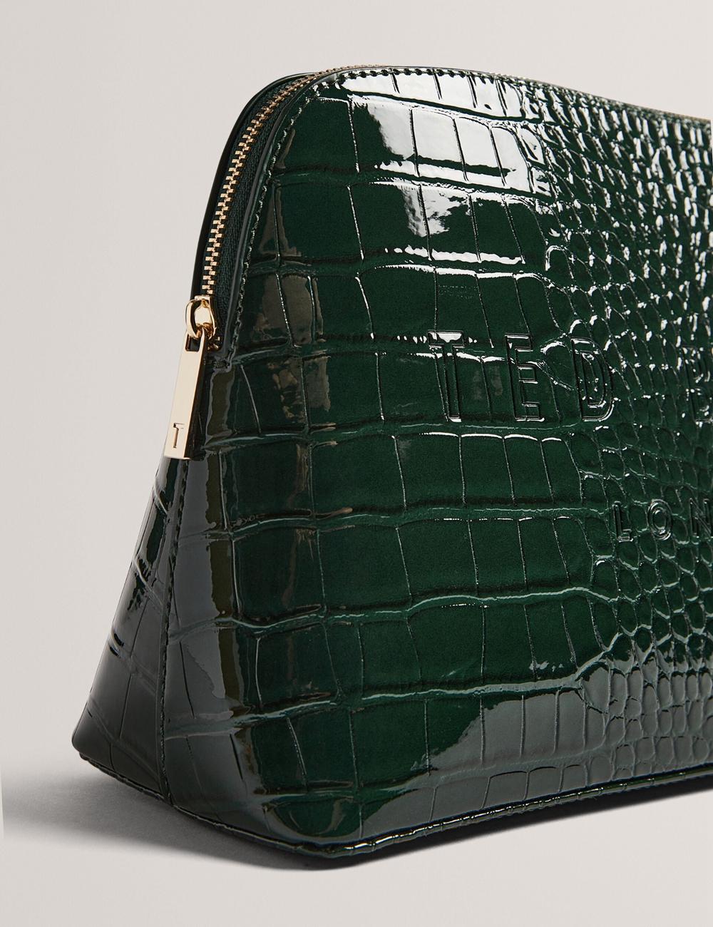 Mid-Green Ted Baker CROCANA - Croc Texture Faux Leather Women Wash Bags | Canada  BTJ-104859