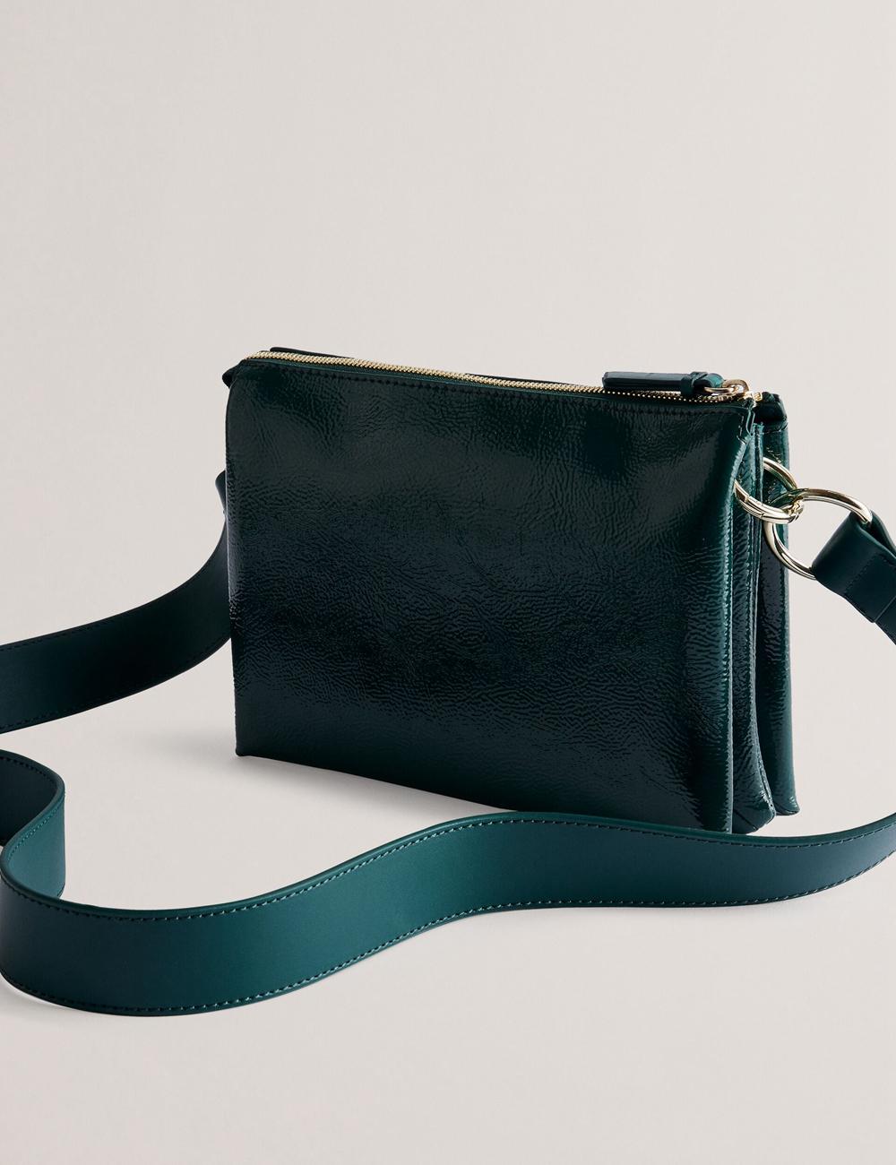 Mid-Green Ted Baker DAWCEY - Crinkled Patent Leather Women Crossbody Bags | Canada  LZT-120378
