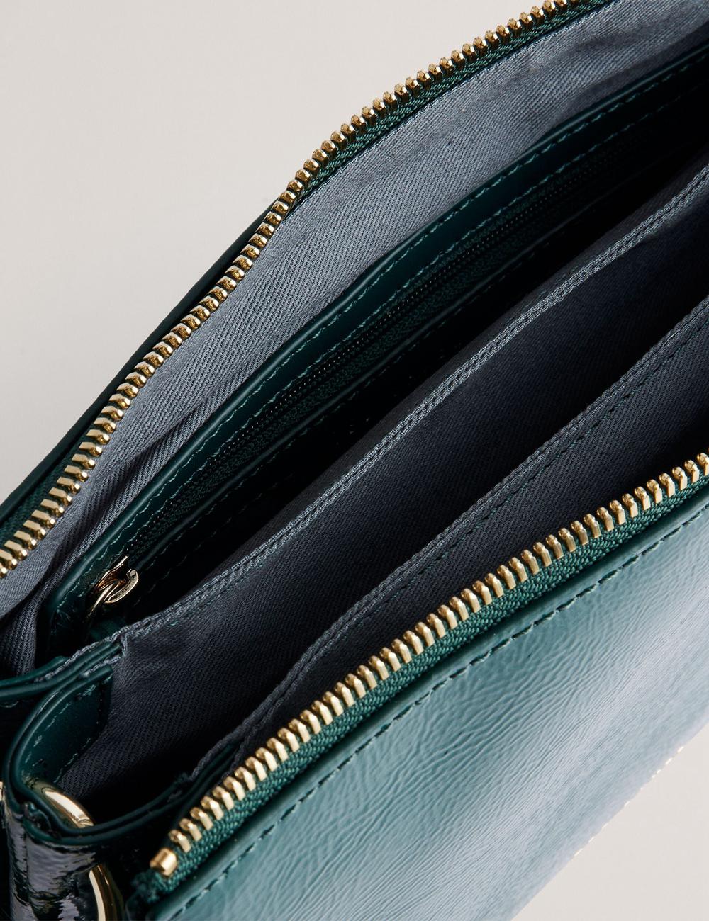 Mid-Green Ted Baker DAWCEY - Crinkled Patent Leather Women Crossbody Bags | Canada  LZT-120378