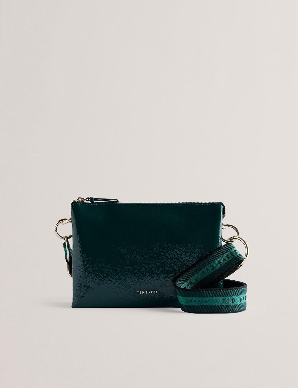 Mid-Green Ted Baker DAWCEY - Crinkled Patent Leather Women Crossbody Bags | Canada  LZT-120378