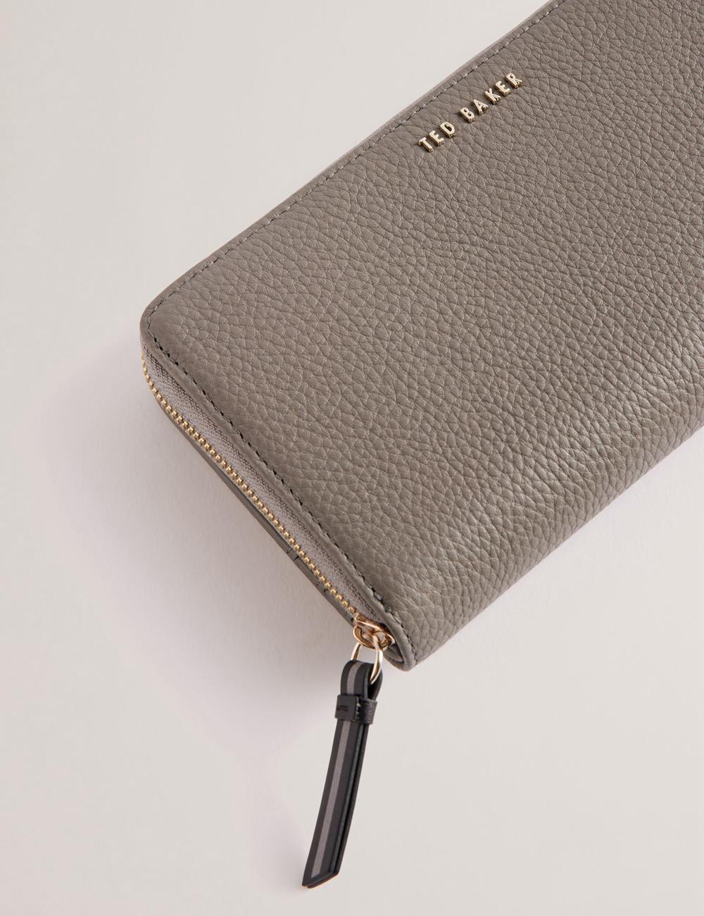 Mid-Grey Ted Baker DALIEA - Large Textured Leather Zip Around Women Purses | Canada  YPH-038275