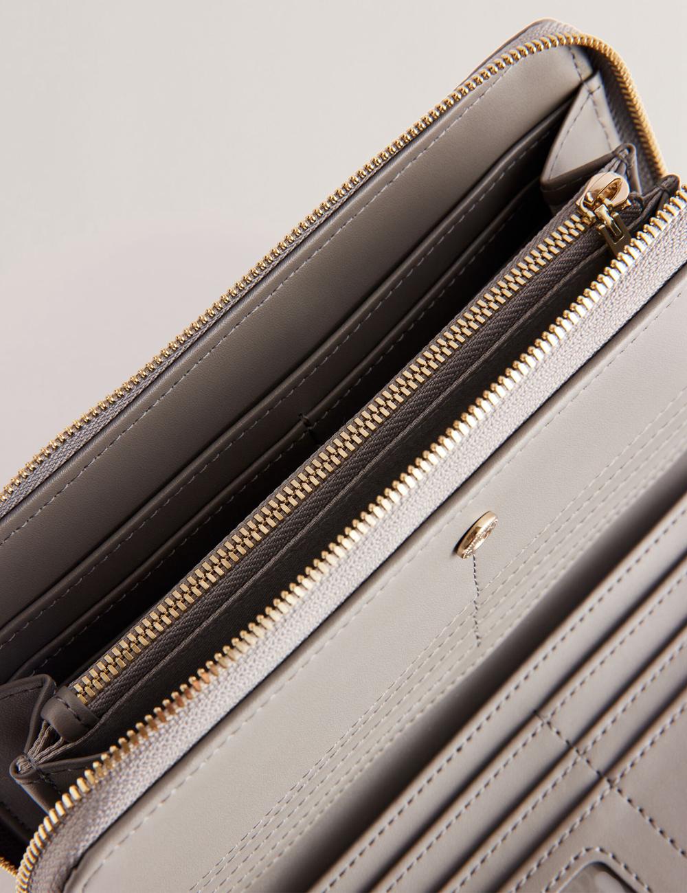 Mid-Grey Ted Baker DALIEA - Large Textured Leather Zip Around Women Purses | Canada  YPH-038275