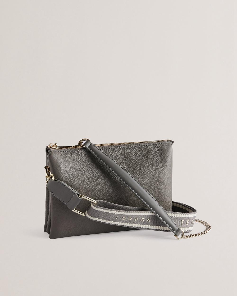 Mid-Grey Ted Baker ESILLE - Branded Webbing Crossbody Leather Women Crossbody Bags | Canada  JPR-053296
