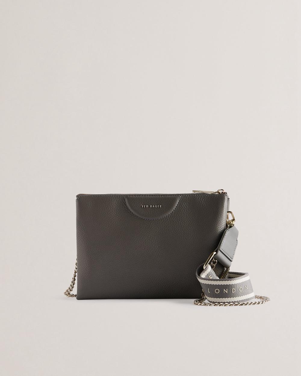 Mid-Grey Ted Baker ESILLE - Branded Webbing Crossbody Leather Women Crossbody Bags | Canada  JPR-053296