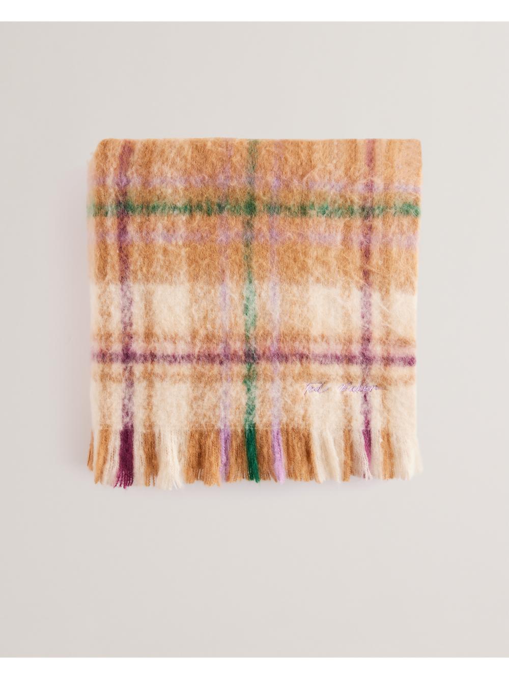Multicol Ted Baker CHELLIS - Checked Fringed Edge Woven Women Scarves | Canada  GCT-807295