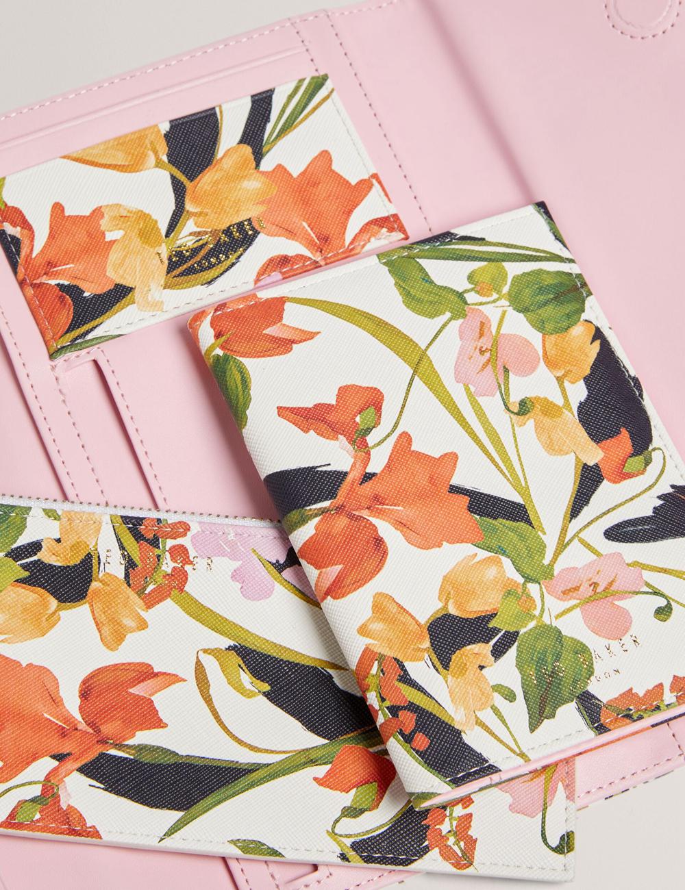 Nat-White Ted Baker JACIIIE - Floral Print Faux Leather Travel Women Wallets | Canada  MUA-086951