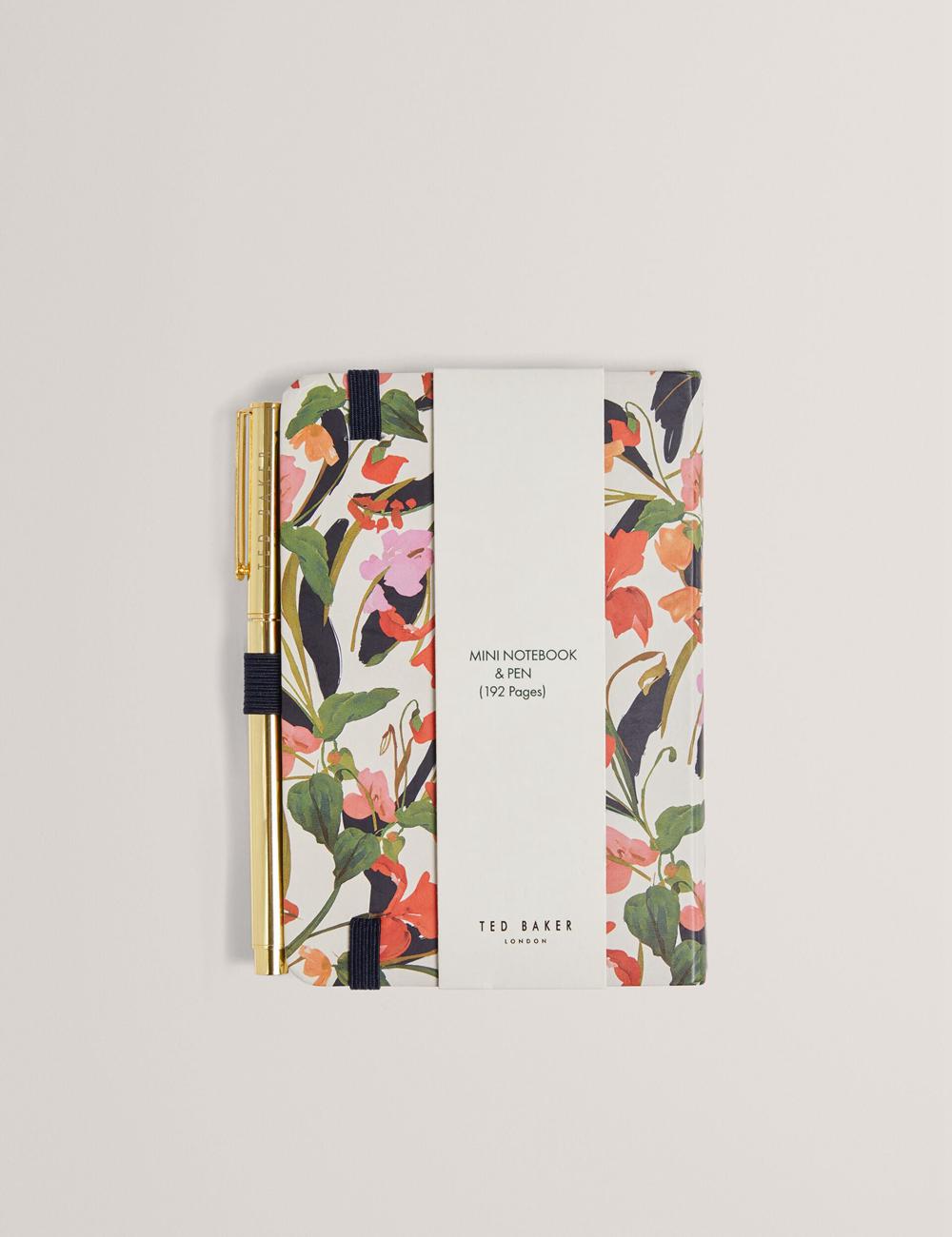 Nat-White Ted Baker WHINNA - Floral Print A6 Notebook & Pen Women Stationary | Canada  ORC-527063