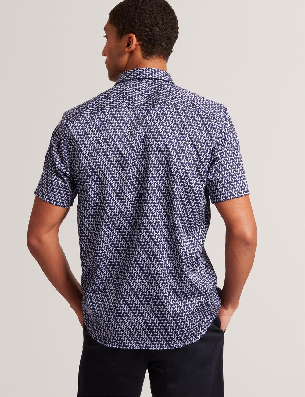 Navy Ted Baker ALPHSO SS Regular Fit Geo Men Casual Shirts | Canada  ZHC-291536